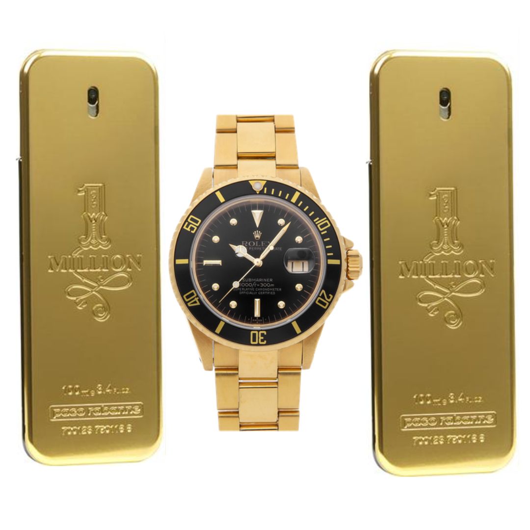 RELOJ ROLEX DE LUJO + 2 PERFUMES ONE MILLION – EDICIÓN EXCLUSIVA