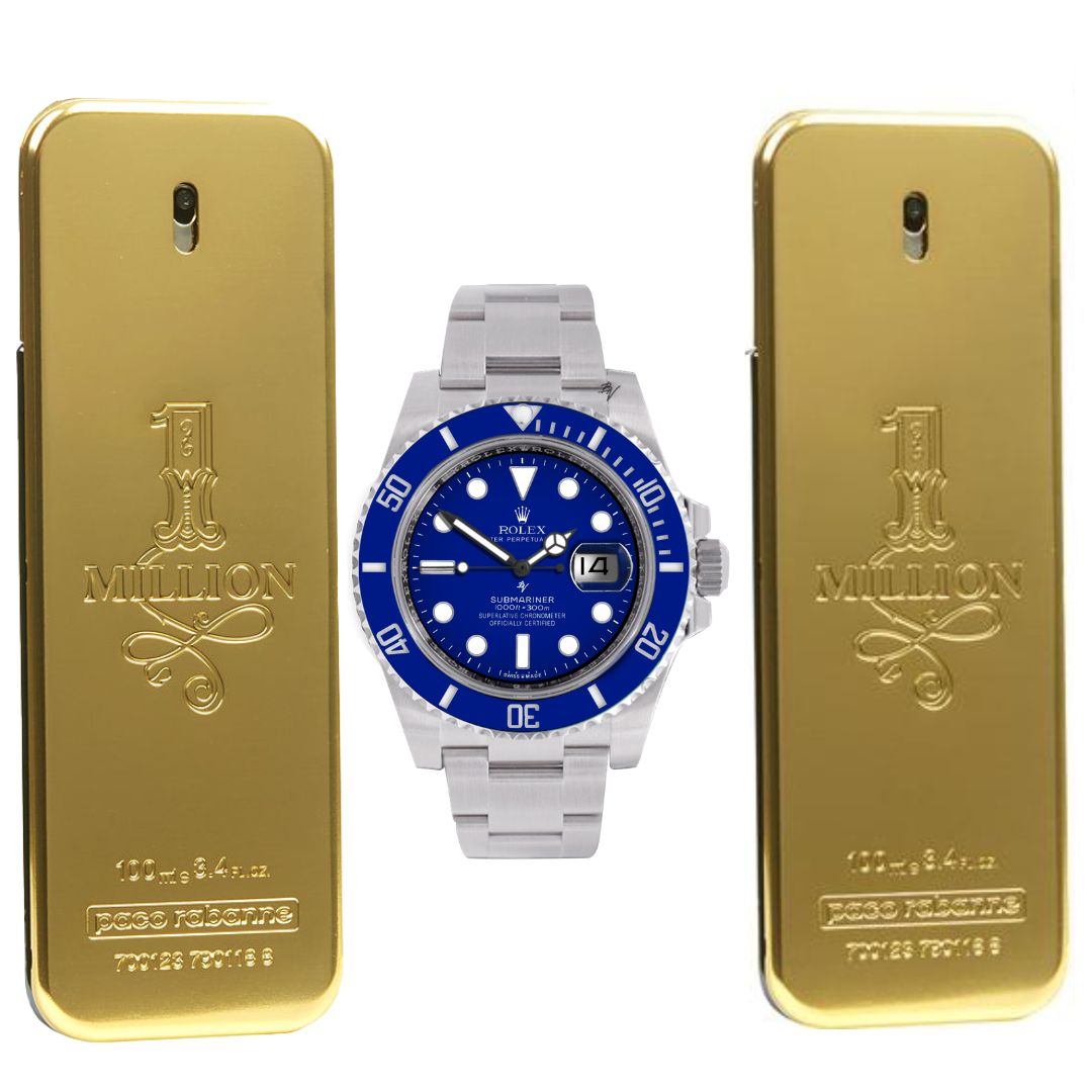 RELOJ ROLEX DE LUJO + 2 PERFUMES ONE MILLION – EDICIÓN EXCLUSIVA