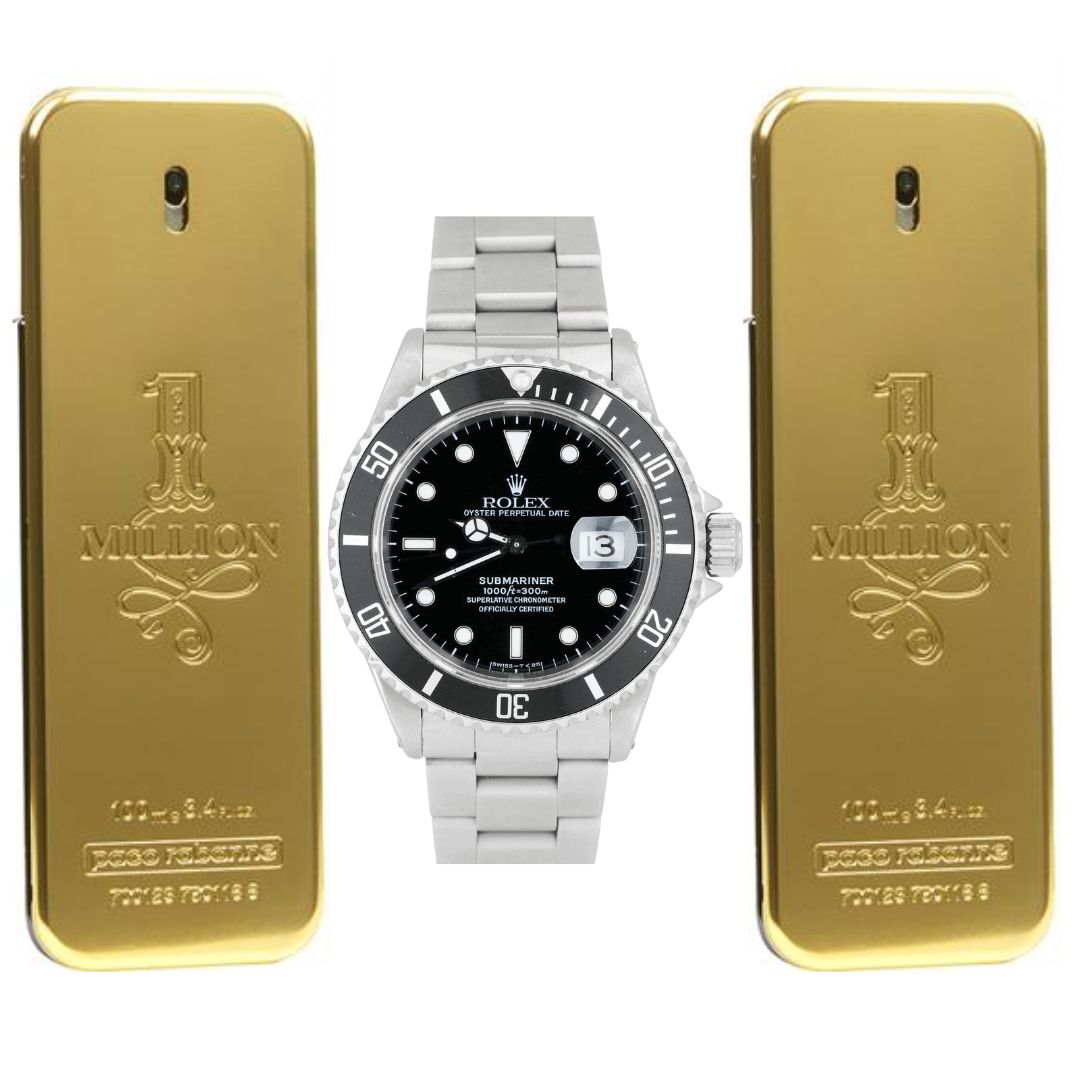 RELOJ ROLEX DE LUJO + 2 PERFUMES ONE MILLION – EDICIÓN EXCLUSIVA