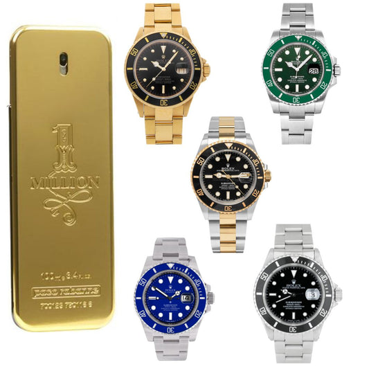 RELOJ ROLEX DE LUJO + 2 PERFUMES ONE MILLION – EDICIÓN EXCLUSIVA